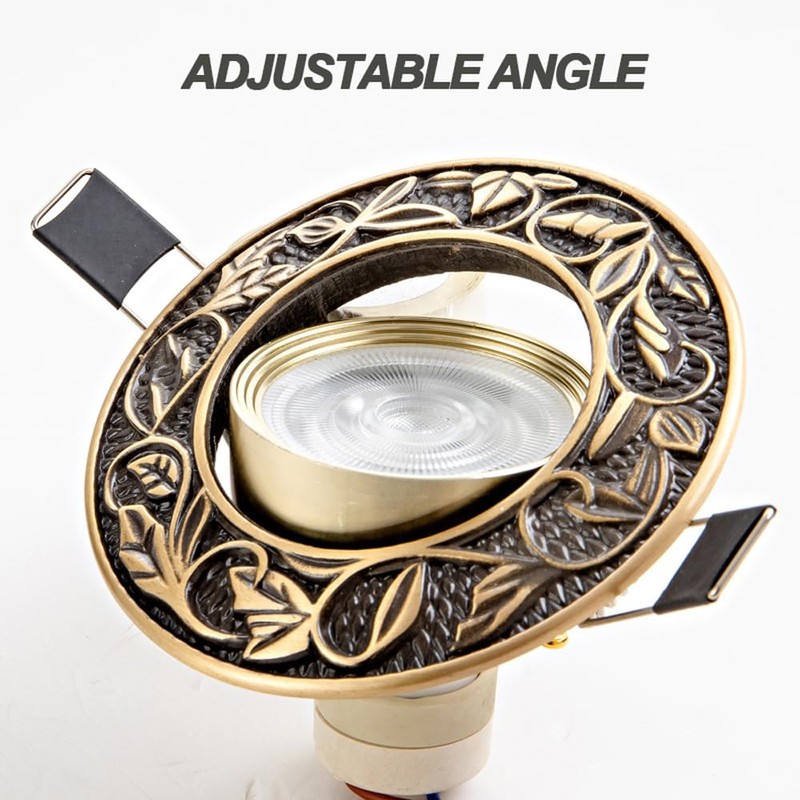 JPVARXM 5W Vintage Brass Downlight Round Recessed Lighting Housing Trim