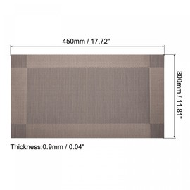 sourcing map Placemats Set of 8, Washable Woven Place Mats 18"x12" for Kitchen Dining Table PVC Mats, Coffee