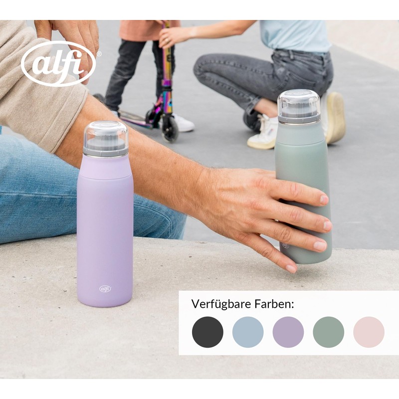 alfi Element Bottle 600 ml, Blue Pastel Matt, Lightweight Stainless