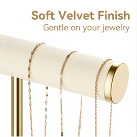 bussdis Bracelet Holder Jewelry Organizer Display - 3 Tier T Bar Velvet Stand, Beige Necklace Holder Organizer, Bracelet Holder, Earring Holder and Ring Display for Jewelry Organizers and Storage