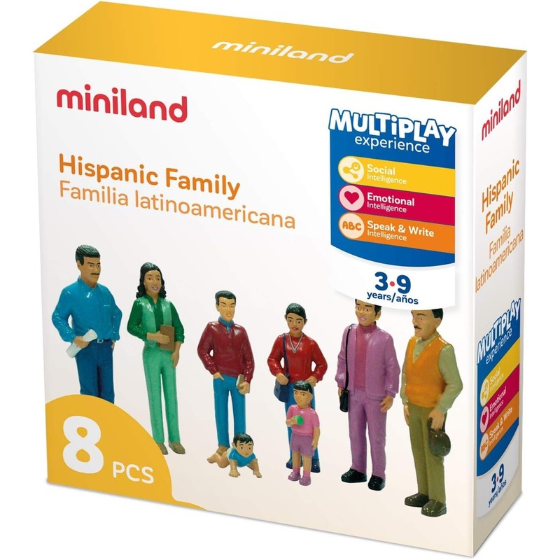 Miniland Miniland27398 Hispanic Family Figures, Multi-Color