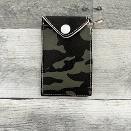Faux Leather Business Card/Credit Card/ID Holder with Keychain From Made By R And R (Camo)
