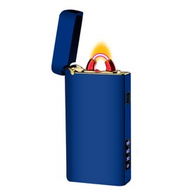 RSBYE Electric Lighter USB Type-C Rechargeable Plasma Arc Lighter, High Power Flame Torch Lighter Windproof with LED Battery Indication Candle, Incense, Camping Gifts (Blue, 220mAh)