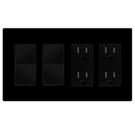 ENERLITES Screwless Decorator Wall Plates Child Safe Outlet Covers, Size 4-Gang 4.68" H x 8.30” L, Unbreakable Polycarbonate Thermoplastic, SI8834-BK, Glossy, Black