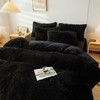 ERLOXO Fluffy Black Faux Fur Comforter Cover Set Twin，Fluffy Fuzzy