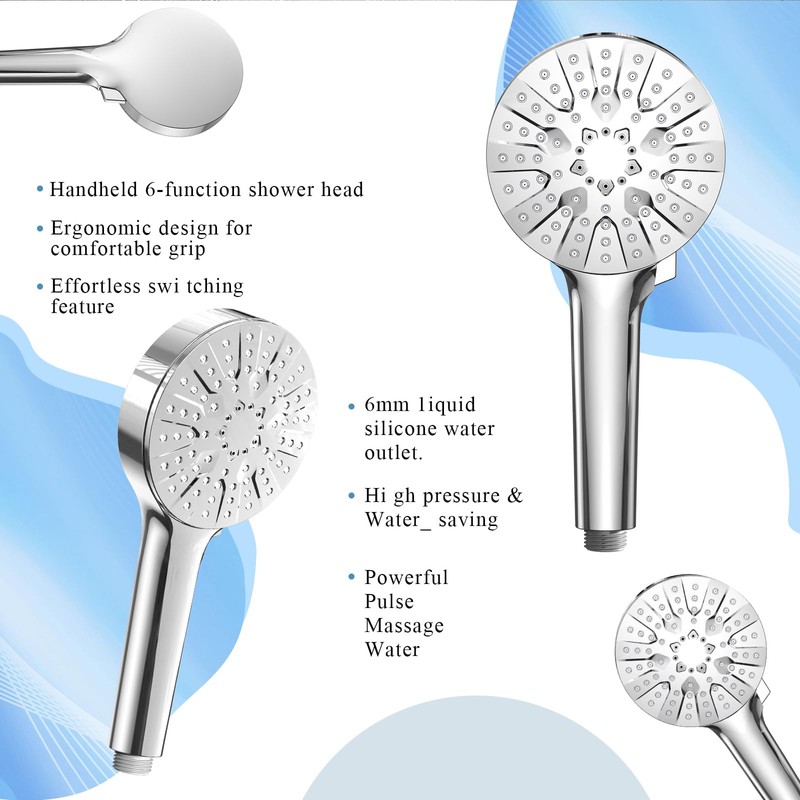 10-Inch Rain Shower Head with Handheld Spray Combo-6-Function Handheld Shower