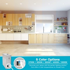 Luxrite 3 Inch Square Ultra Thin LED Recessed Light with Junction Box, 8W, CCT Color Selectable 2700K | 3000K | 3500K | 4000K | 5000K, Dimmable Wafer Light, 540 Lumens, Energy Star, IC Rated