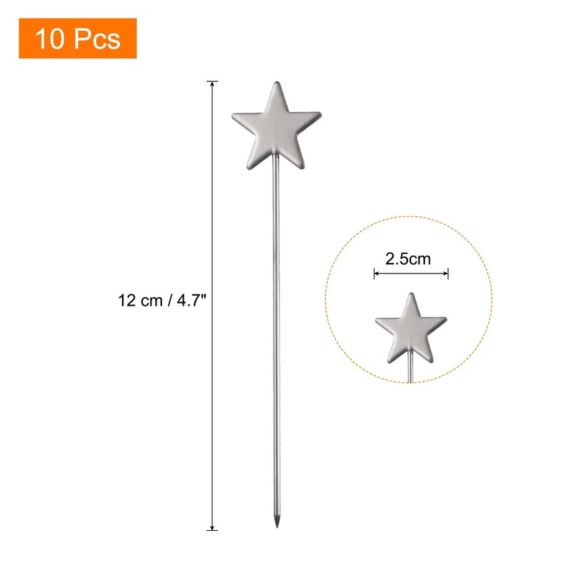sourcing map 10 Pcs Stainless Steel Fruit Sticks, Cocktail Sticks