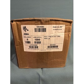 Zebra 10025482 Label 2” X 1.938” 8000D Lab 6 Rolls / Case 1000 Labels Per Roll