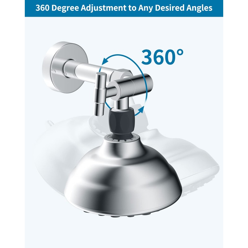 Hibbent All Metal Shower Head Elbow Adapter, 360 ° Adjustable