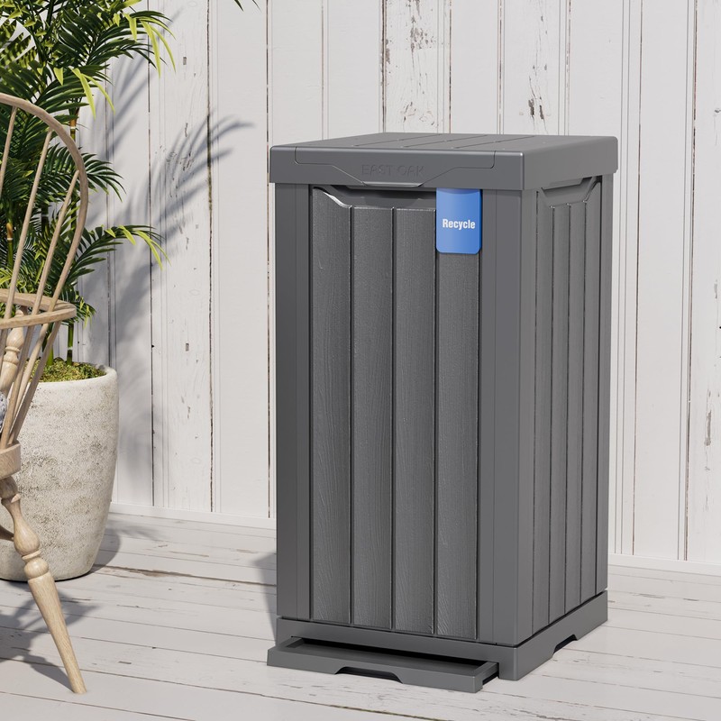 EAST OAK 31 Gallon Outdoor Trash Can | Waterproof Resin