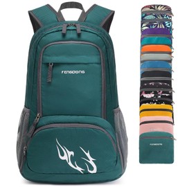 FENGDONG - Mochila de viaje plegable y ligera, impermeable, plegable, para senderismo, para hombres y mujeres, color verde oscuro