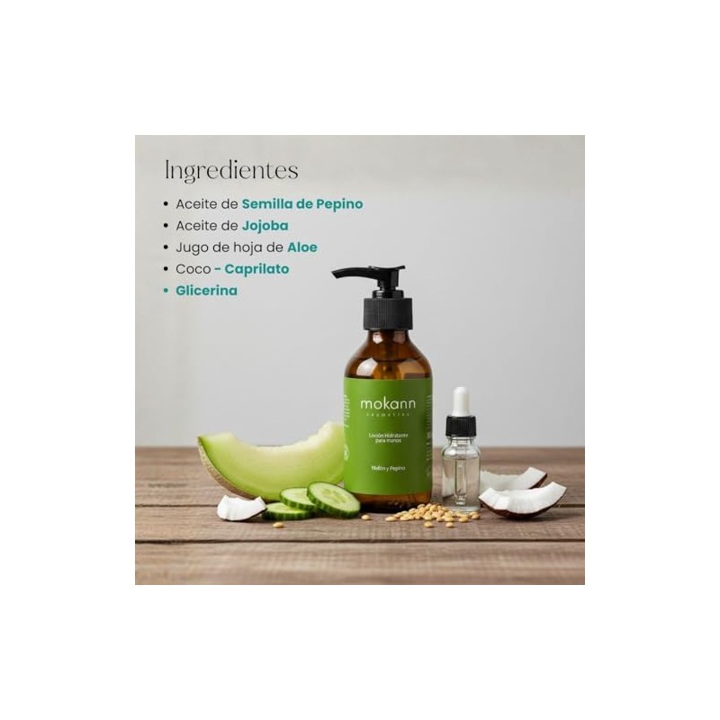 Mokkan Locion para Manos Melon Pepino Hidratante Aceites Naturales 100ml