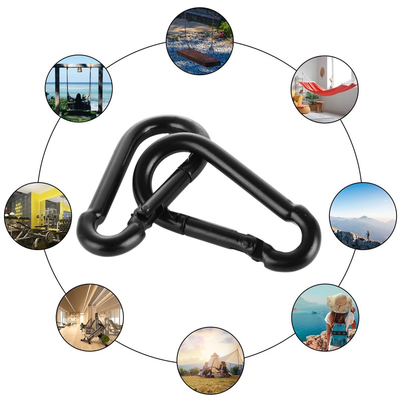 MIVIDE 100 Pack M4 Black Carabiner Clip Spring Snap Hook,