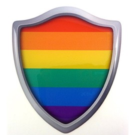 Pride Lesbian Gay Flag Shield Domed Decal 3D Look Emblem Resin car Sticker 2.6"x3"