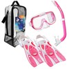 TUSA Sport Youth Mini-Kleio Hyperdry Mask, Snorkel, Fins Travel Set,