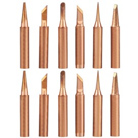 Gasea 12pcs Soldering Tips Kit 900M Lead-Free Copper Solder Iron Tip Welding Head Tool Replacement Accessories