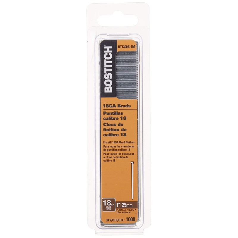 BOSTITCH 18 Gauge Brad Nails, 1-Inch, 1000 per Box (BT1309B-1M)