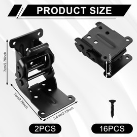 Folding Hinge 0-90-180 Degrees Self-Locking 2 Pieces Table Legs Folding Locking with Screws Sturdy Folding Console for Tables, Chairs, Beds and Cabinets, Black