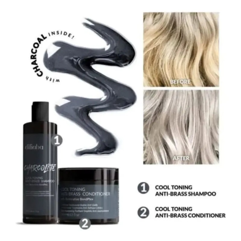 Difiaba Charcolite Shampoo Cool Toning Anti-brass 250ml