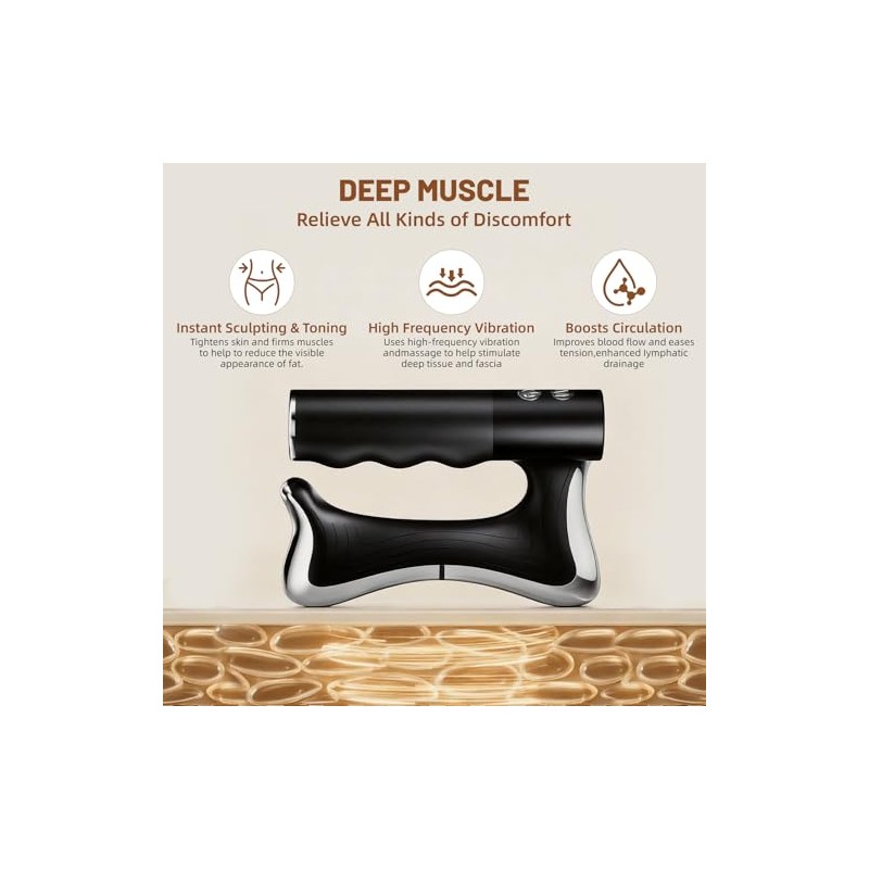 Heated Muscle Scraper Tool—Professional 3-in-1 Electric Fascia Massager with three