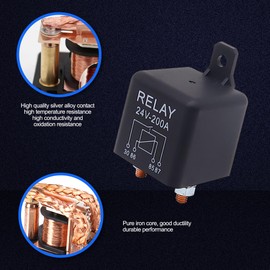 HISports 24V 200A Heavy Duty Relay - Automotive Truck Relay Isolator Split Charge with 2 Pin Base + 2 Terminals