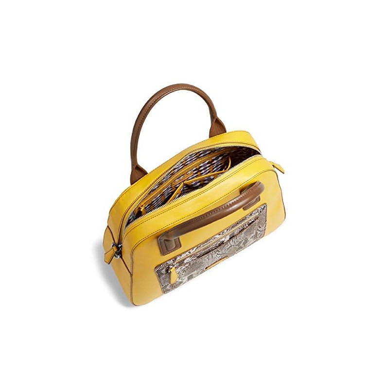 Vera Bradley Women's Bowler Satchel Maize with Python Print