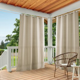 TOWN & COUNTRY BASICS Cabana Solid Heavyweight Indoor Outdoor Curtains, Light Filtering Opacity with Grommet Top, Water Repellent, 2-Pack Set, 54"x96", Taupe