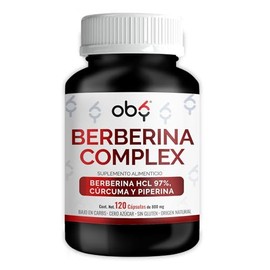 Berberina HCl Pura 120 caps Potenciada con Piperina y Cúrcuma | Ingredientes Naturales Premium | Suplemento Alimenticio Oby Berberine Complex Alta biodisponibilidad 120 capsulas