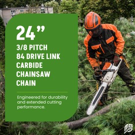 24in Carbide Semi-Chisel Chainsaw Chain Loop | 3/8in | .050 Gauge | Fits Stihl, Oregon, and Husqvarna Chainsaws (84 Drives for 24" Bar)