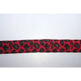 Unbranded 10 yards Red Brown cheetah leopard animal print stretch foldover elastic FOE 5/8