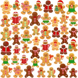 Tigeen 48 Pcs Christmas Gingerbread Iron on Patch Embroidery Applique Patch Gingerbread Patches Patch Holiday Sweets Buscuit Christmas Patches for Clothing, Jackets, handmade Applique Emblem Accessory