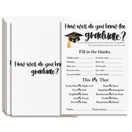 Graduation Party Games 2025 - How Well Do You Know The Graduate - 20 Pcs Graduation Game Cards For Graduation Party High School College Senior School Graduation Party Decorations And Supplies - A04
