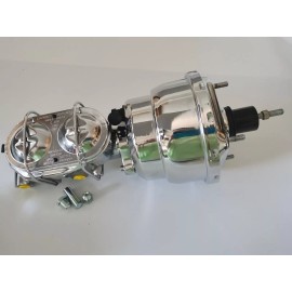 Rodspeedracing 8"  Dual Power Brake Booster w/ Bail Top Master Cylinder CHROME Street Rod