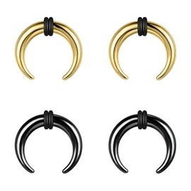 BodyAce 2Pairs Buffalo Ear Taper Kit, 2-12G Septum Pincher Tapers C Shape Nose Jewellery, Black Stretching Ear Piercing Expanded Septum Ring with O-Rings [12G(2mm)]