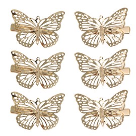 Healvian Pack of 12 Butterfly Hair Pins Metal Butterfly Hair Butterflies Duckbill Hair Clips Butterfly Hair Clips with Large Bow Hair Pin Golden