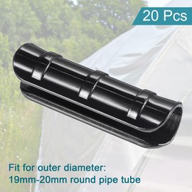 sourcing map Farm Plastic Clamps Snap Clamps 20mm Black for Greenhouse Film Garden Buildings Frame Pipe 20 Pack