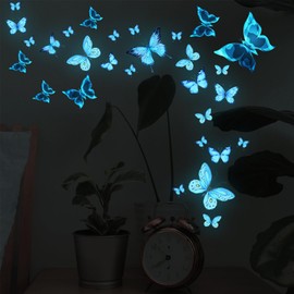 BSITSSS Pack of 29 Butterflies Luminous Stickers, Butterfly, Lovely Butterfly Decorative Wall Stickers, Shiny Wall Stickers, Children's Room Wall Stickers, Luminous for Children's Bedroom
