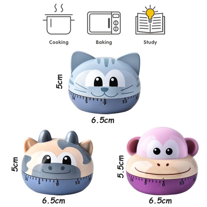 Ranvi Animal Timer Mechanical Cooking Timer, Cartoon Kitchen Timing Tool