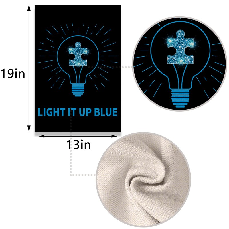 Autism Garden Flag Light It Up Blue Puzzle Piece Bulb
