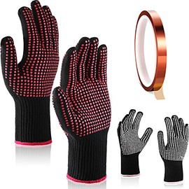 4 Pieces Heat Resistant Glove with Silicone Bumps 1 Roll Heat-resistant Adhesive Tape Heat Proof Gloves ()