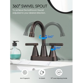 Cobbe Bathroom Faucets for Sink 3 Hole, 4 Inch with Pop Up Drain and 2 Supply Hoses, 2 Handle Centerset Bathroom Faucet for Sink Vanity, ORB, 2 Pack