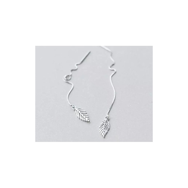 Iszie 925 Sterling Silver Feather Leaf Chain Threader Dangle Pull