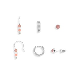 Demdaco Women's Everyday Fashion Earrings Pack, 10 mm Silver, Red Assorted Set of 3