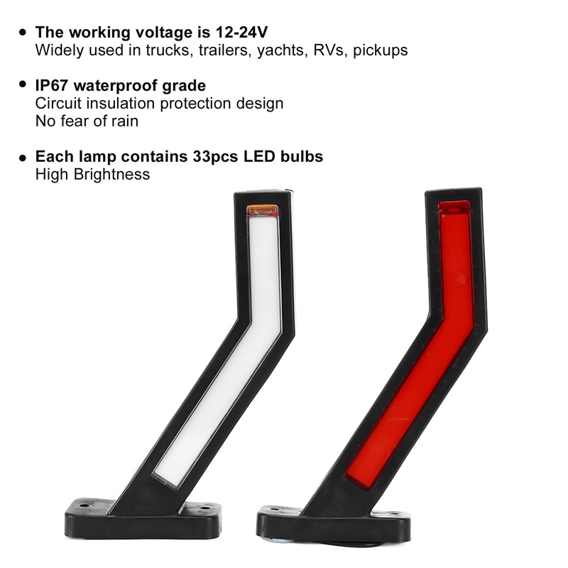 2pcs LED Side Marker Light IP67 Waterproof 12‑24V Indicator Lamp