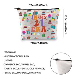 WCGXKO 21st Birthday Pouch 21st Birthday Makeup Bag Birthday Favor Bag 21st Birthday Zipper Pouch Makeup Bag (in My 21 CA)