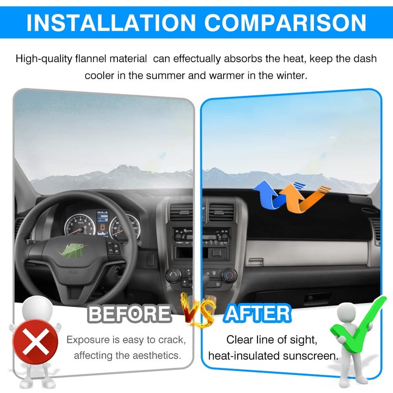 Autorder Dashboard Cover Mat for Honda CRV 2007-2011 Accessories Dash