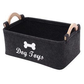 Morezi Felt pet Toy Box and Dog Toy Box Storage Basket Chest Organizer - Perfect for organizing pet Toys, Blankets, leashes and Food - Dog Toy - Dark Grey