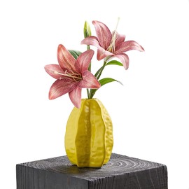 WDOPEN Ceramic Vase, Modern Dried Flower Vases, Ceramic Vases for Home Decoration, Minimalist Modern Home Decor, for Table, Fireplace, Table Shelf, Entrance and Centerpieces (Yellow)