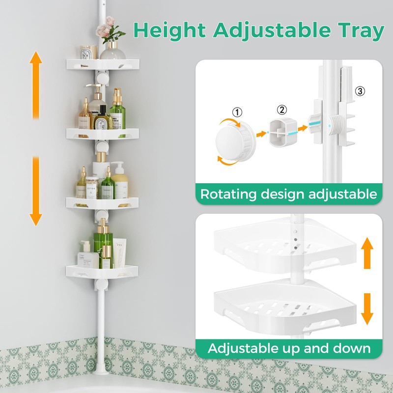 shuang qing 4-Tier Corner Shower Caddy Tension Pole Organizer -
